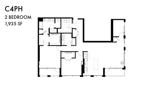 Floor plan for 2 beds, 2 baths, 1937 sqft